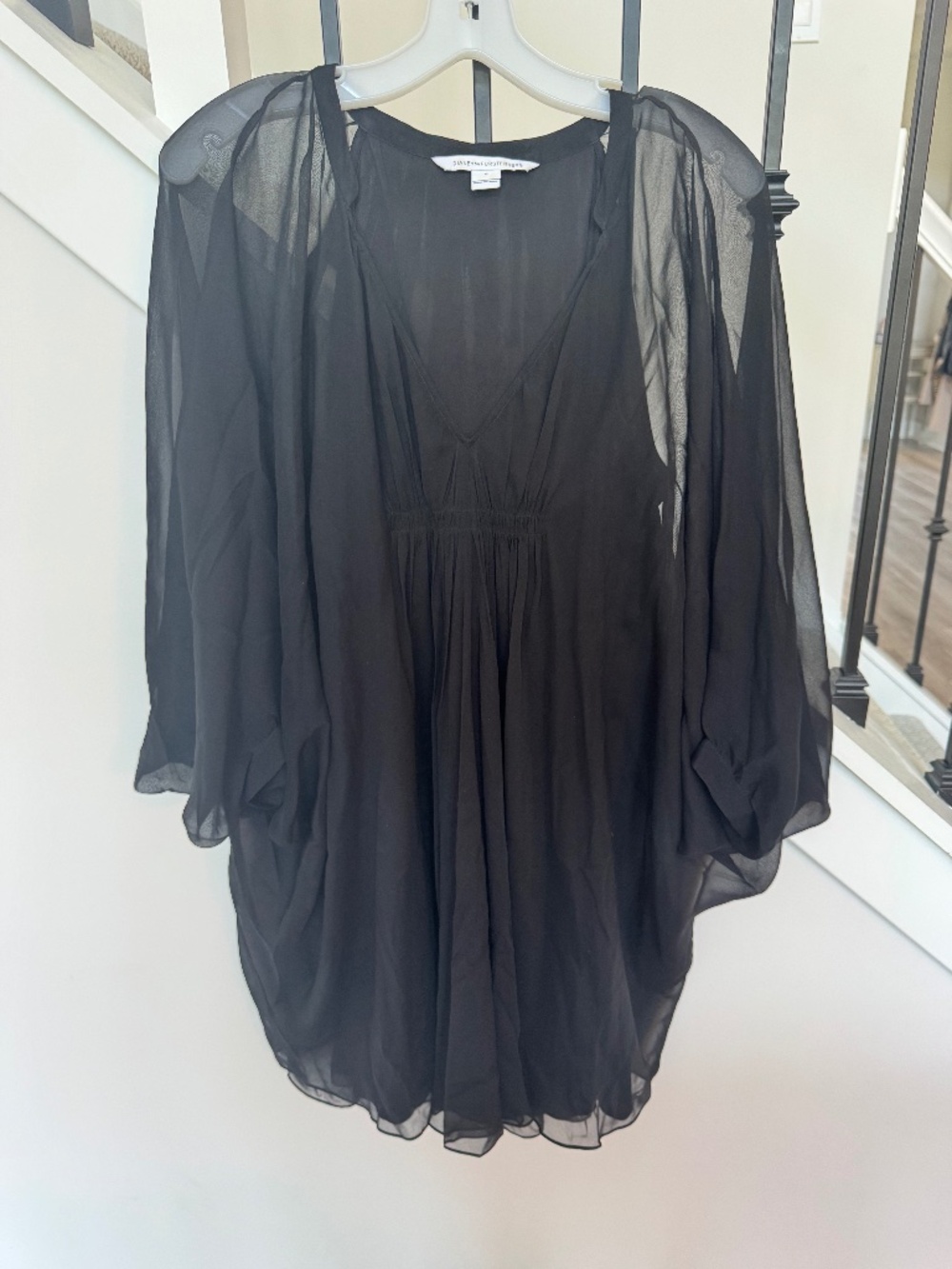 DVF Black Fleurette Silk Dress 6